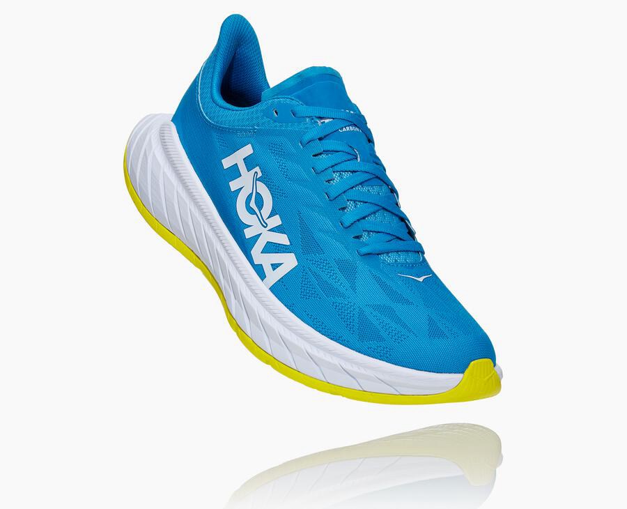 Hoka One One Carbon X 2 - Men Running Shoes - Blue/White,Australia OGD-564819